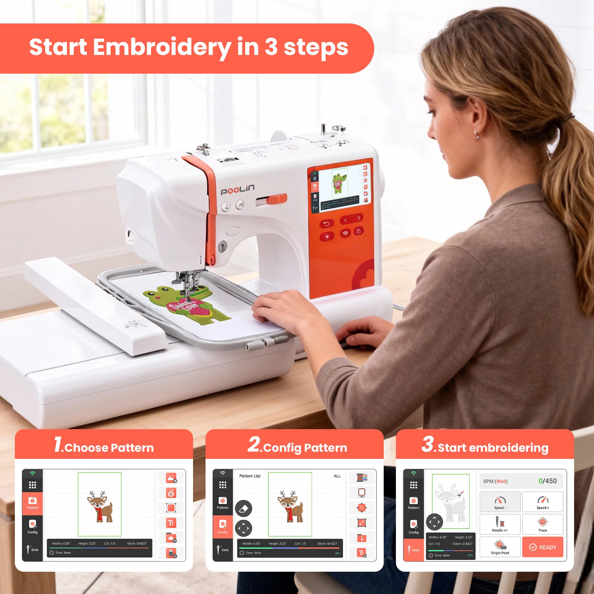 Poolin Computerized Embroidery Machine For Home Beginners