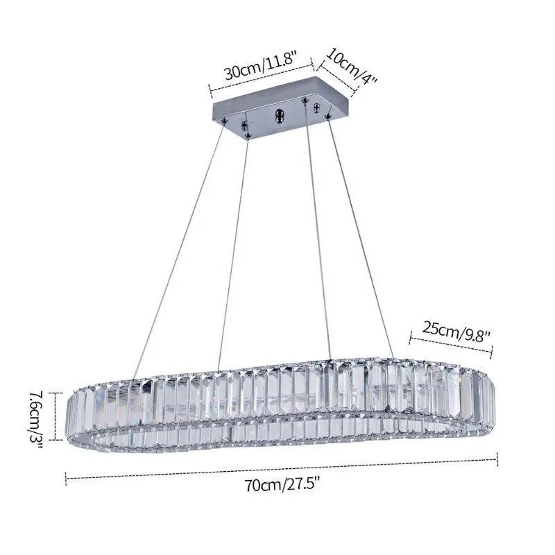 GreeLustr Indoor K9 Crystal Oval Ring Pendant Lamp