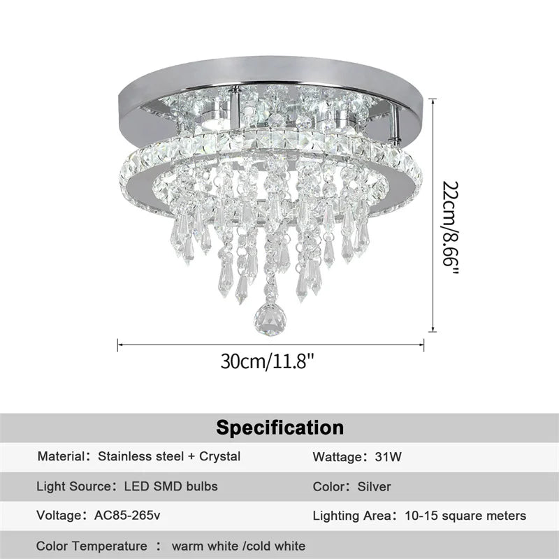 GreeLustr Crystal LED Chandelier Living Room Dimmable Light with Remote