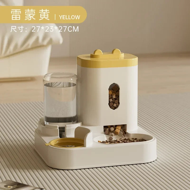 Automatic Large Capacity Pet Food Bowl With Water Fountain