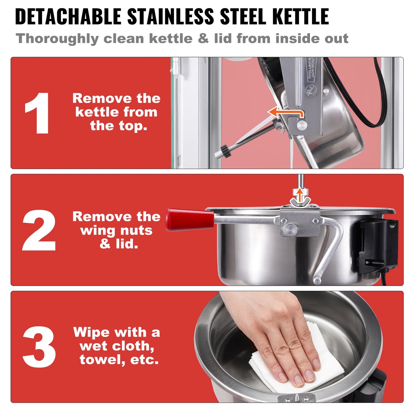 SucceBuy Popcorn Popper Maker Kettle Makes 48 Cups Countertop