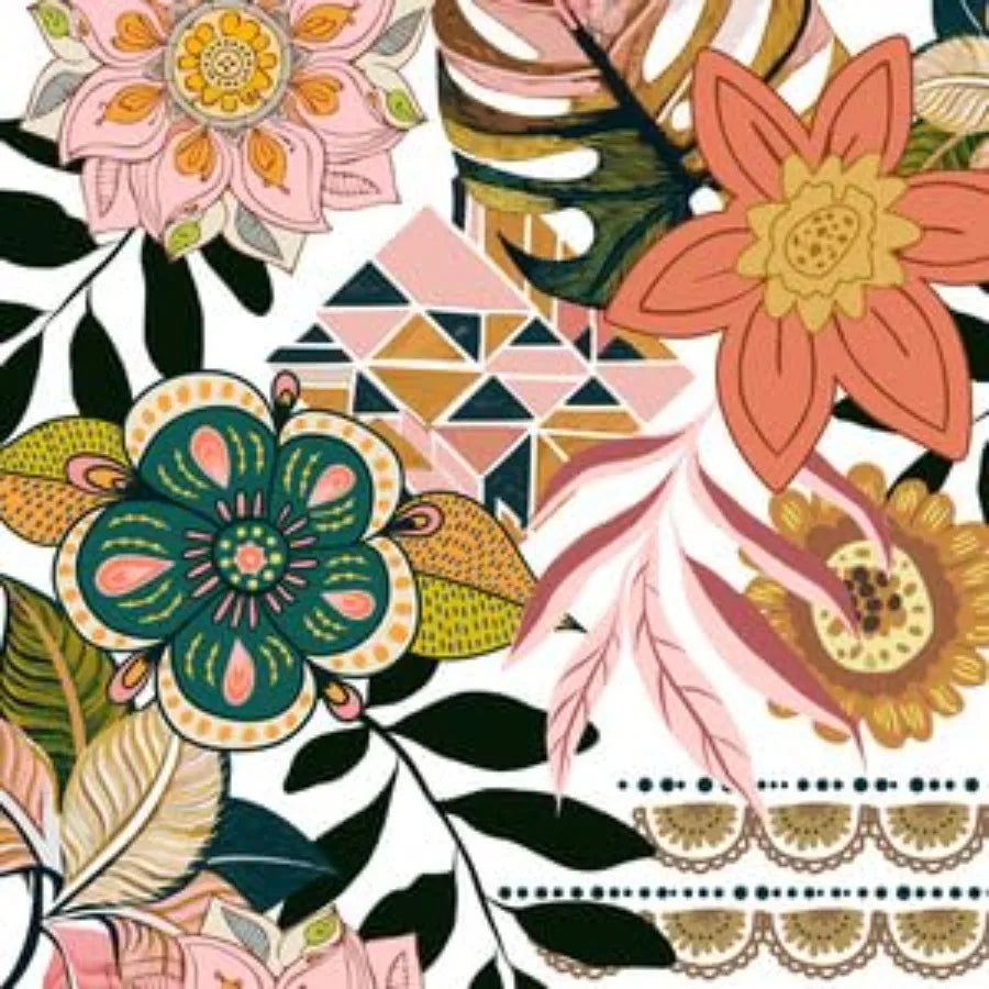 Patchwork Quilt Set With Flowers Duvet Cover And Pillow Shams