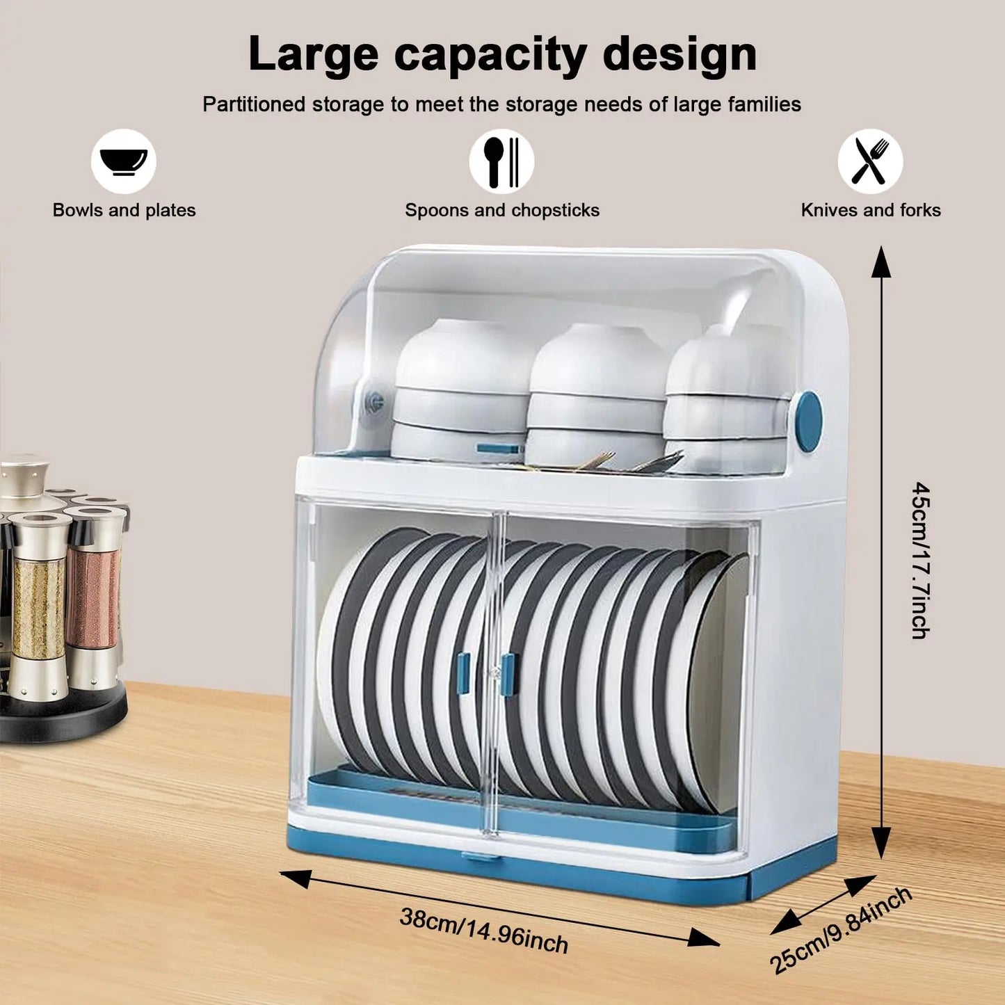Bymaocar 2 Tier Dish Drying Rack Drain Board Lid Cover