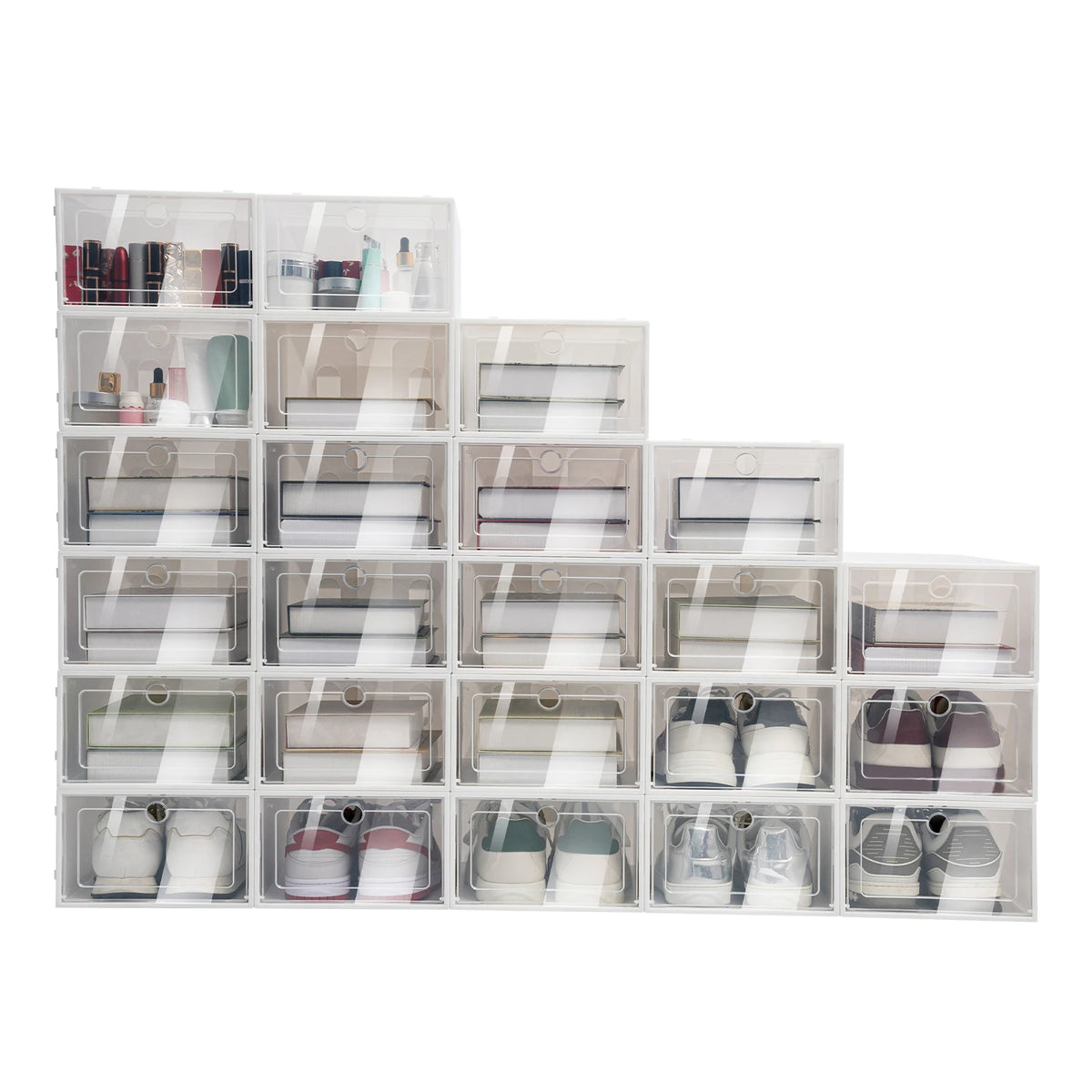 Transparent Plastic Shoe Boxes Stackable Organizer For Closet