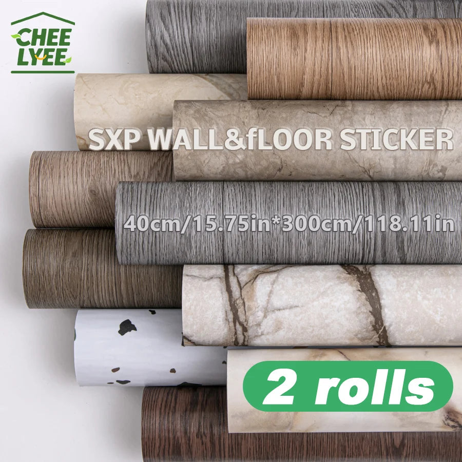 Self-Adhesive Wall And Floor Sticker Wood Grain Marble Design