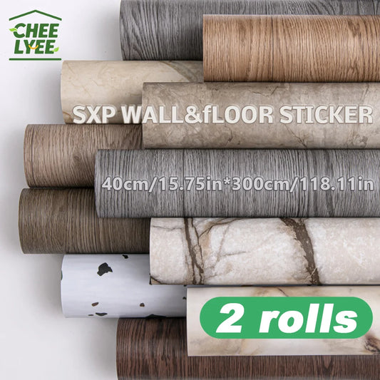 Self-Adhesive Wall And Floor Sticker Wood Grain Marble Design