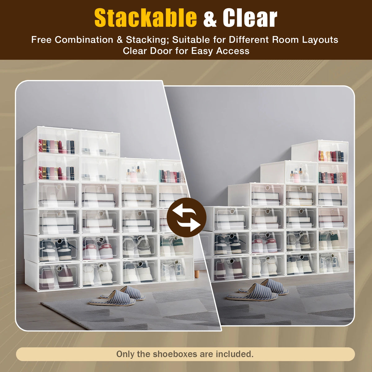 Transparent Plastic Shoe Boxes Stackable Organizer For Closet