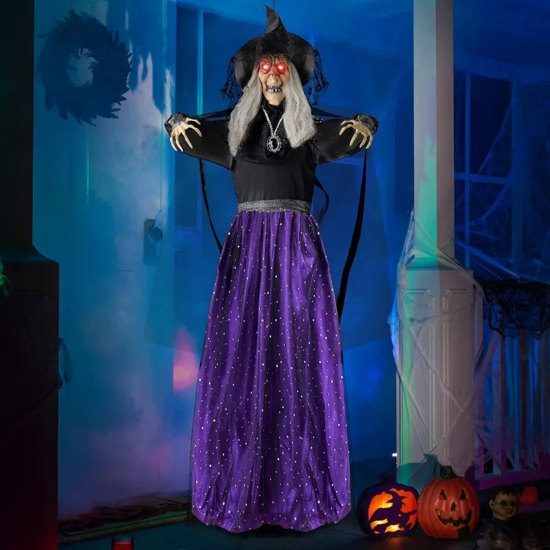 Animated Talking Witch Halloween Decoration With Sound Activated LED Eyes