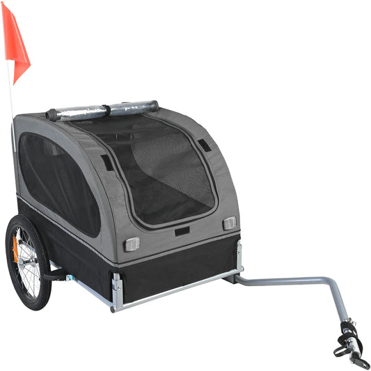 Collapsible Dog Bike Trailer With Reflective Pet Bicycle Carrier