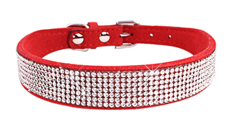 Adjustable Rhinestone Dog Collar With Soft Microfiber Comfort