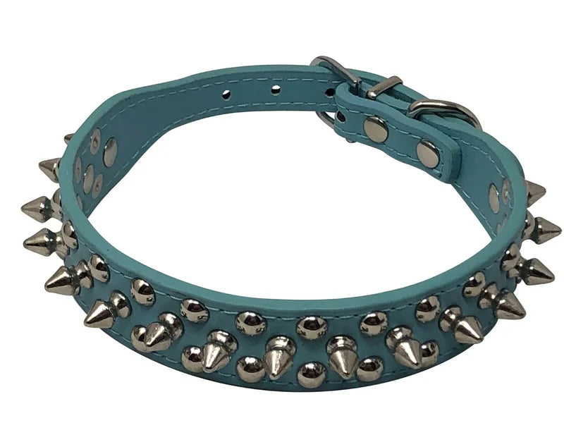 Studded Spiked Faux Leather Adjustable Heavy Duty Dog Collar