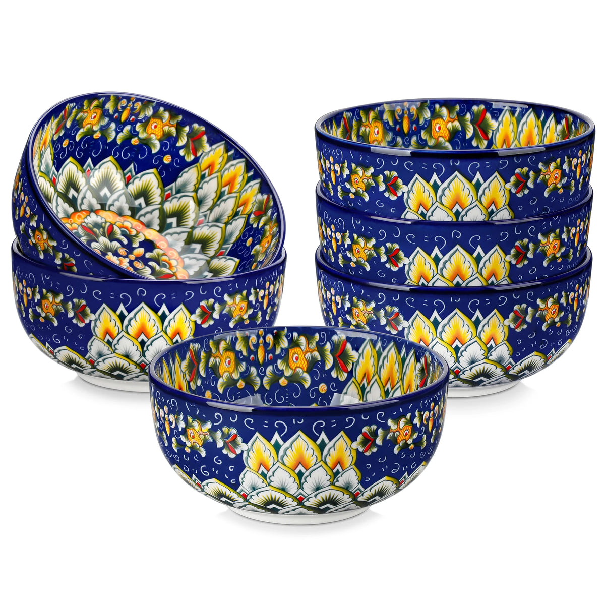 Malacasa Ceramic Bowl Set Floral Bohemian Style Dinnerware