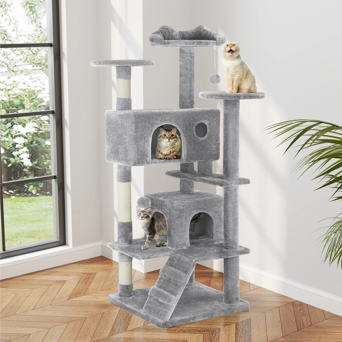 MCQ Multi Level Indoor Cat Tree With Sisal Scratching Condo