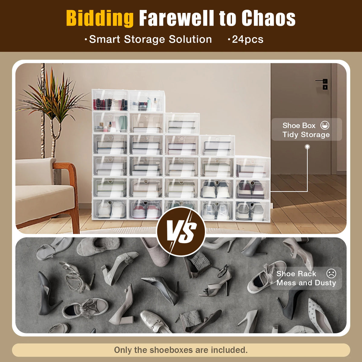 Transparent Plastic Shoe Boxes Stackable Organizer For Closet