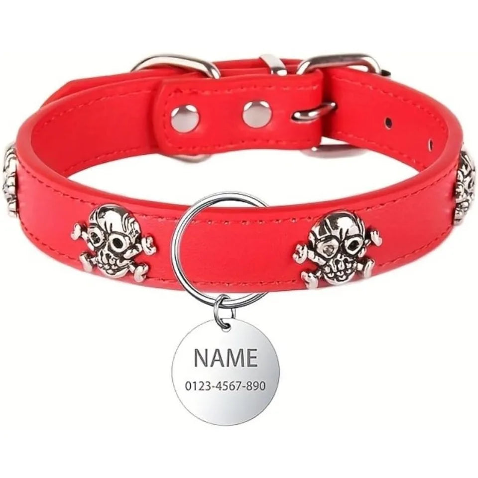Personalized Dog Collar With Nameplate Anti Lost Pirate Skull Design
