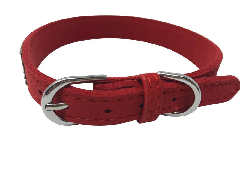 Adjustable Rhinestone Dog Collar With Soft Microfiber Comfort