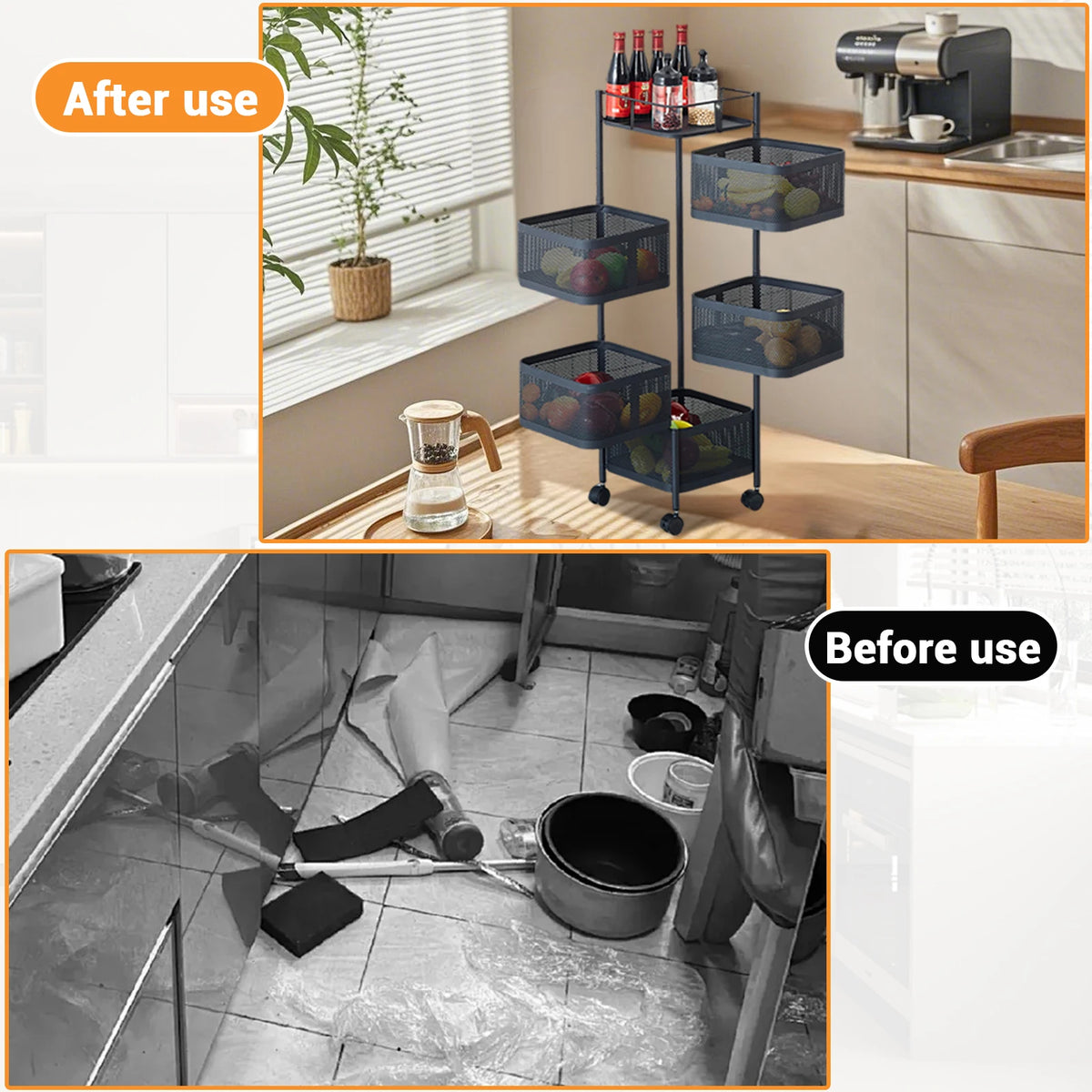HobbyLane 360 Rotating Carbon Steel Kitchen Storage Rack