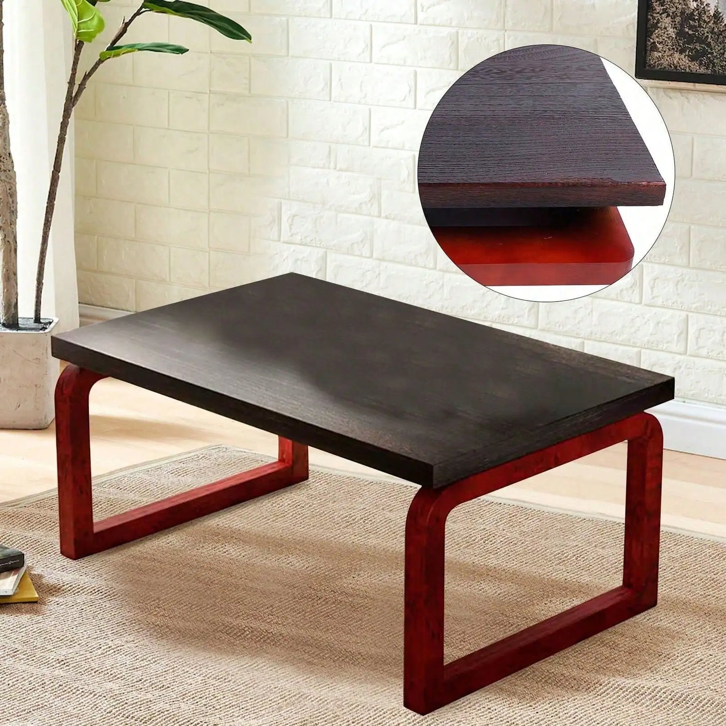 Wooden Folding Coffee Table With Metal Frame For Home Use