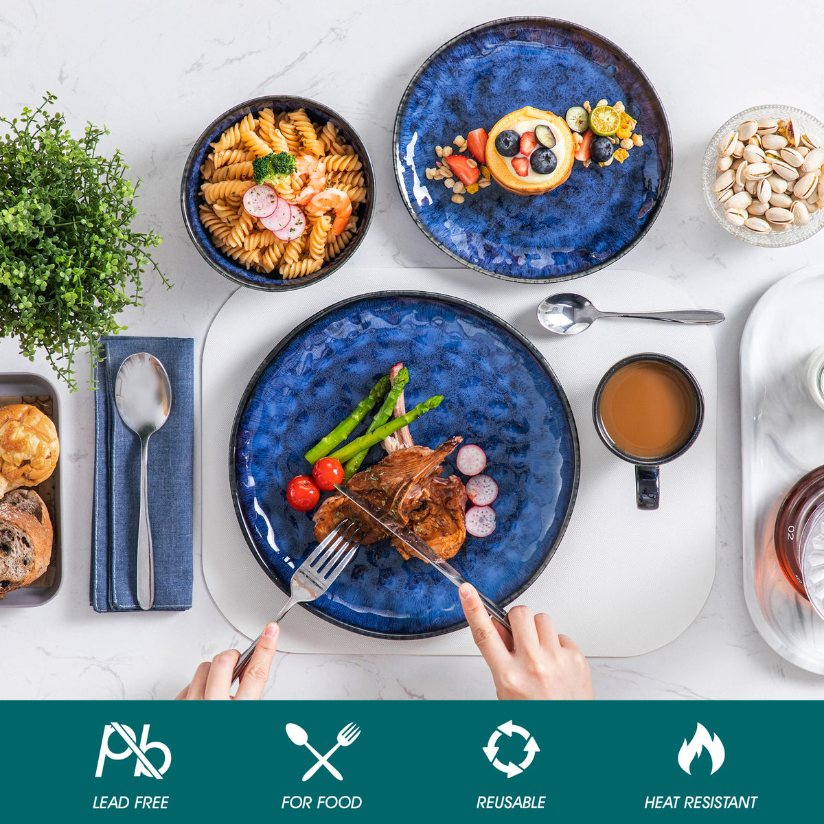 Malacasa Premium Ceramic Kiln Change Glaze Dinnerware Set