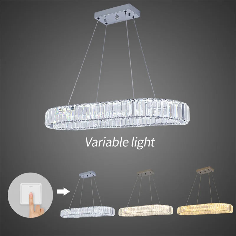GreeLustr Indoor K9 Crystal Oval Ring Pendant Lamp