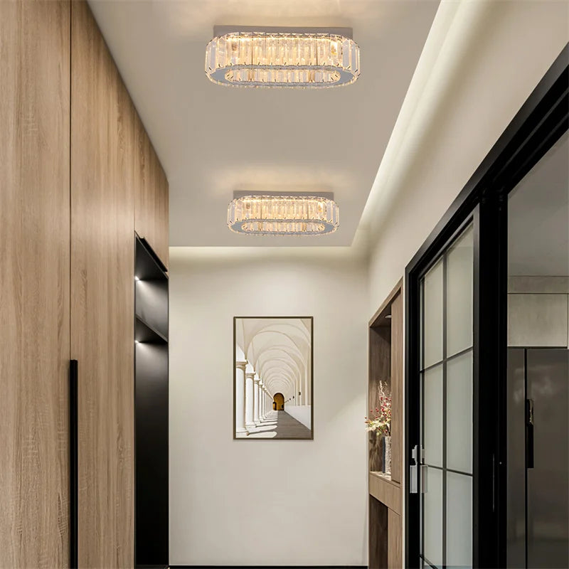 GreeLustr Indoor K9 Crystal Oval Ring Pendant Lamp