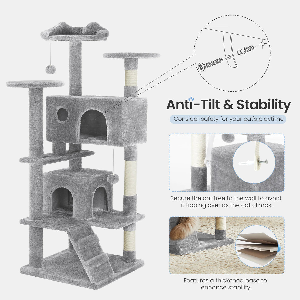 MCQ Multi Level Indoor Cat Tree With Sisal Scratching Condo