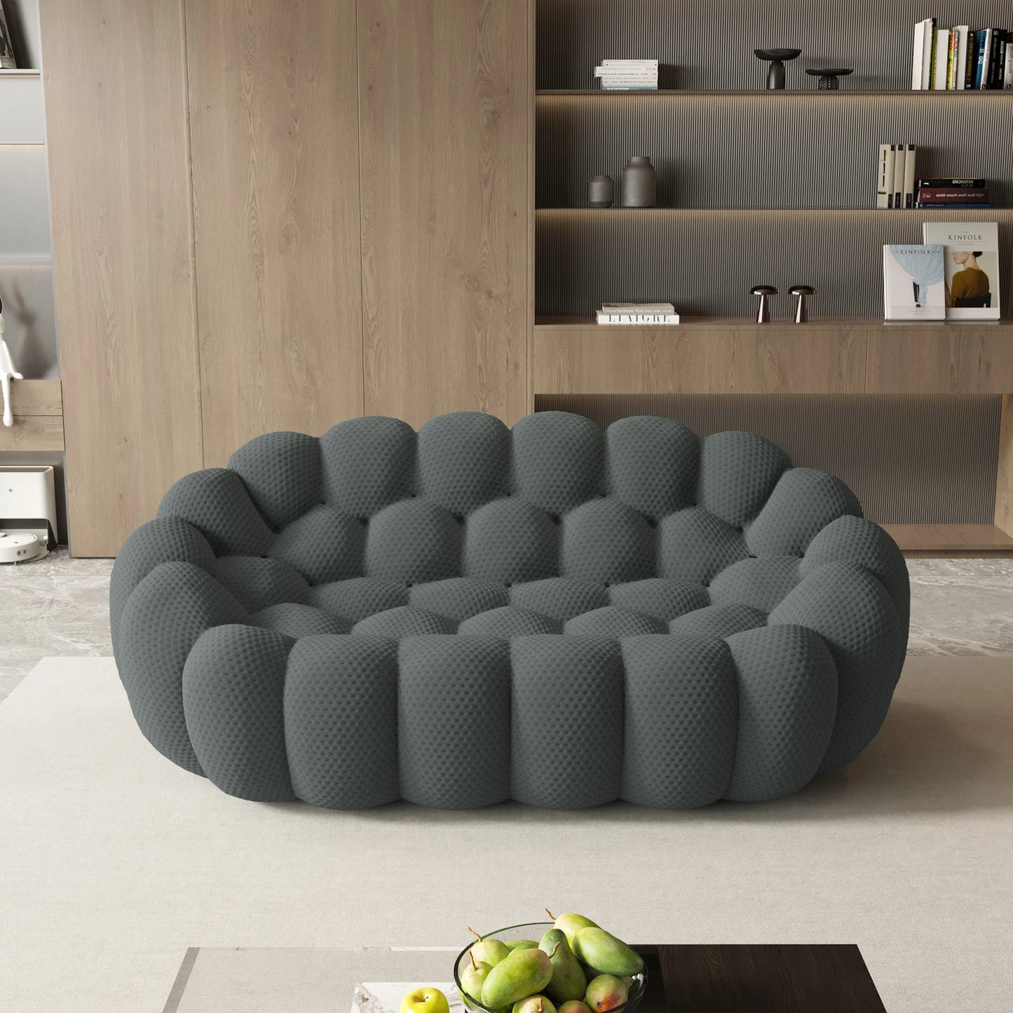 Sdorens Modern Curved Boneless Sofa Loveseat 3D Knitted Fabric