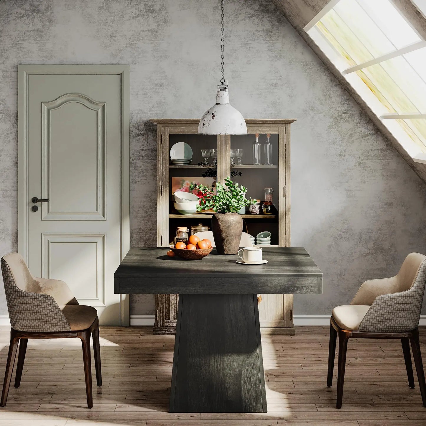 Tribesigns Square Dining Table With Pedestal Base Farmhouse Style Wood