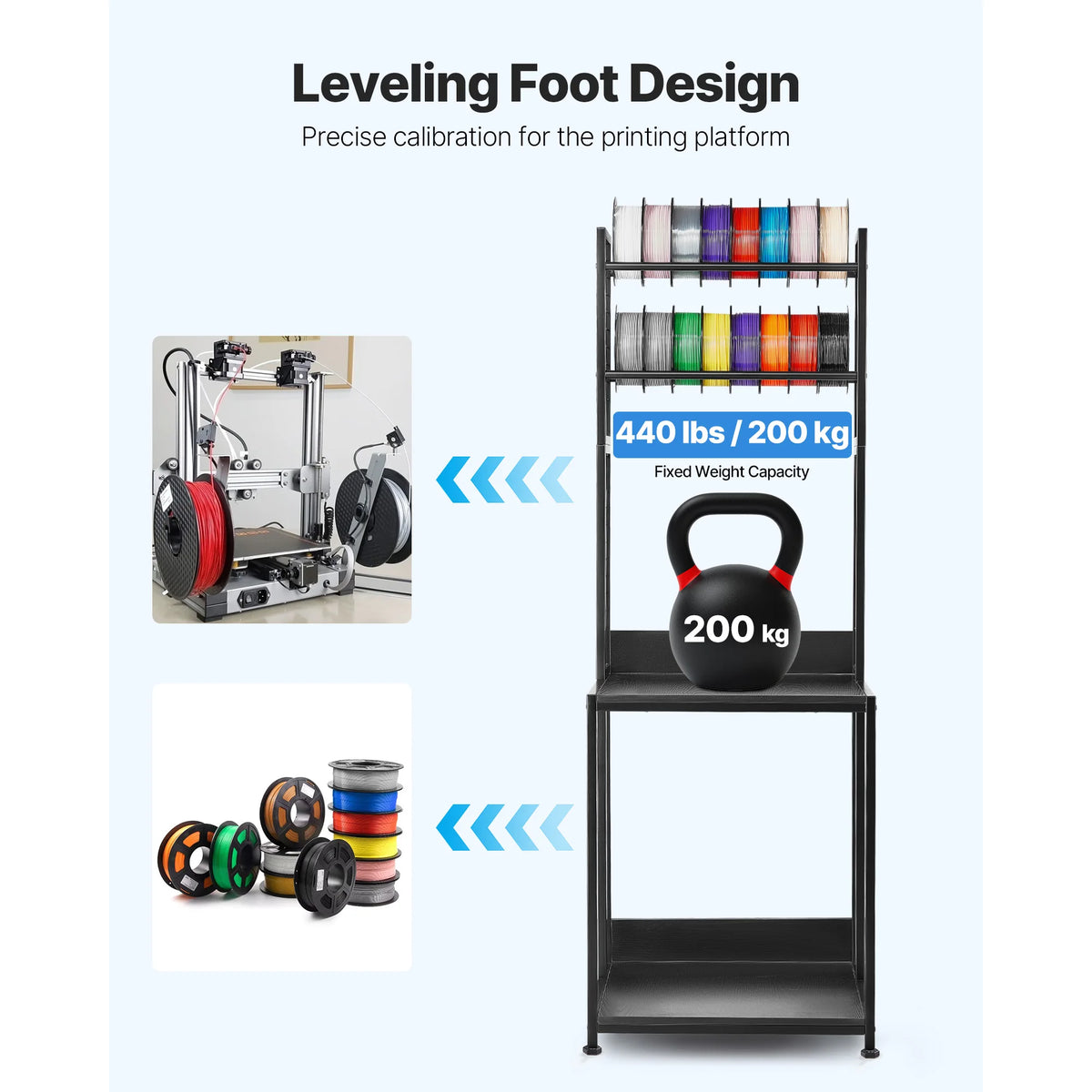 SucceBuy Steel 3D Printer Filament Storage Rack With Wheels