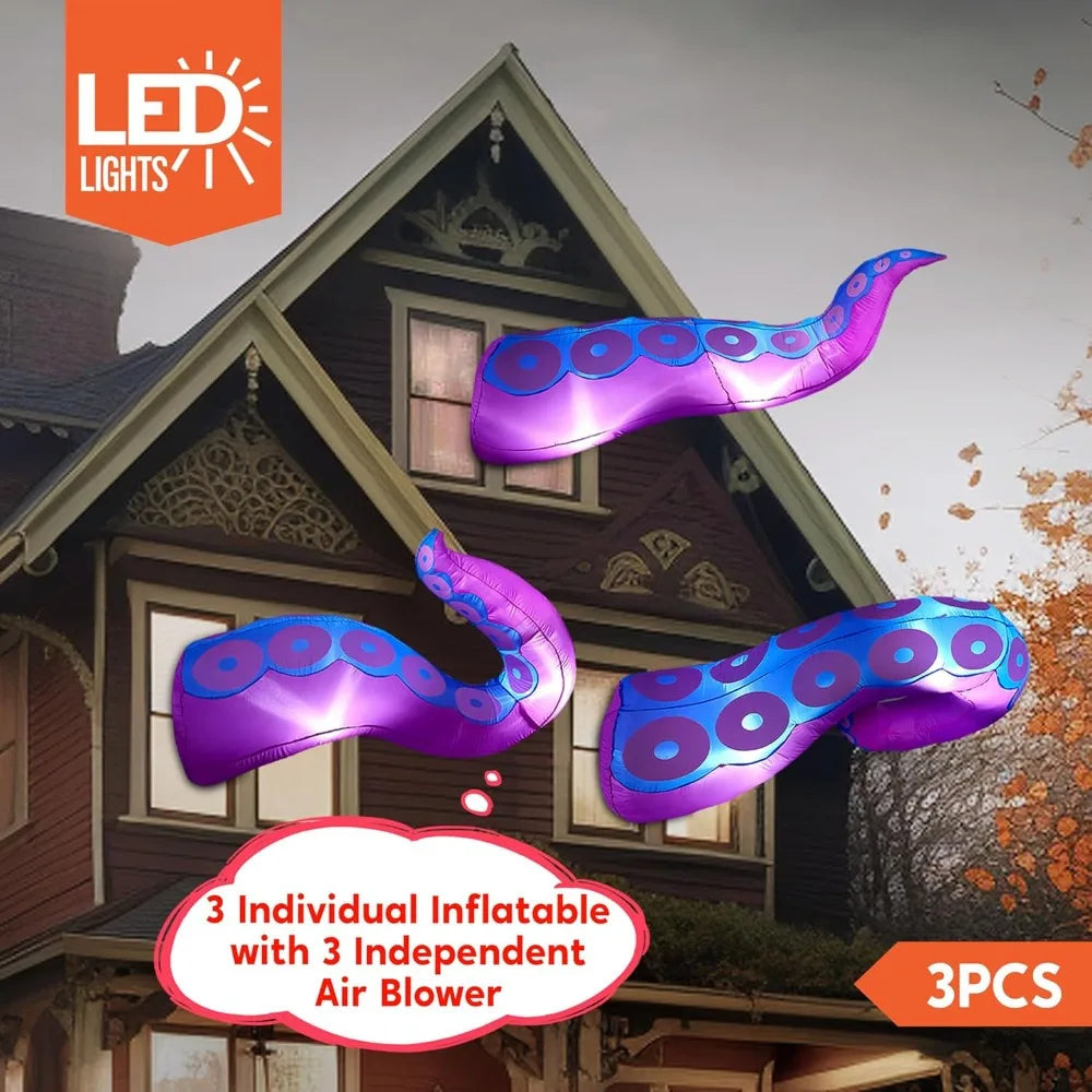 Halloween Inflatable Octopus Tentacle Decorations With Built In LED Lights