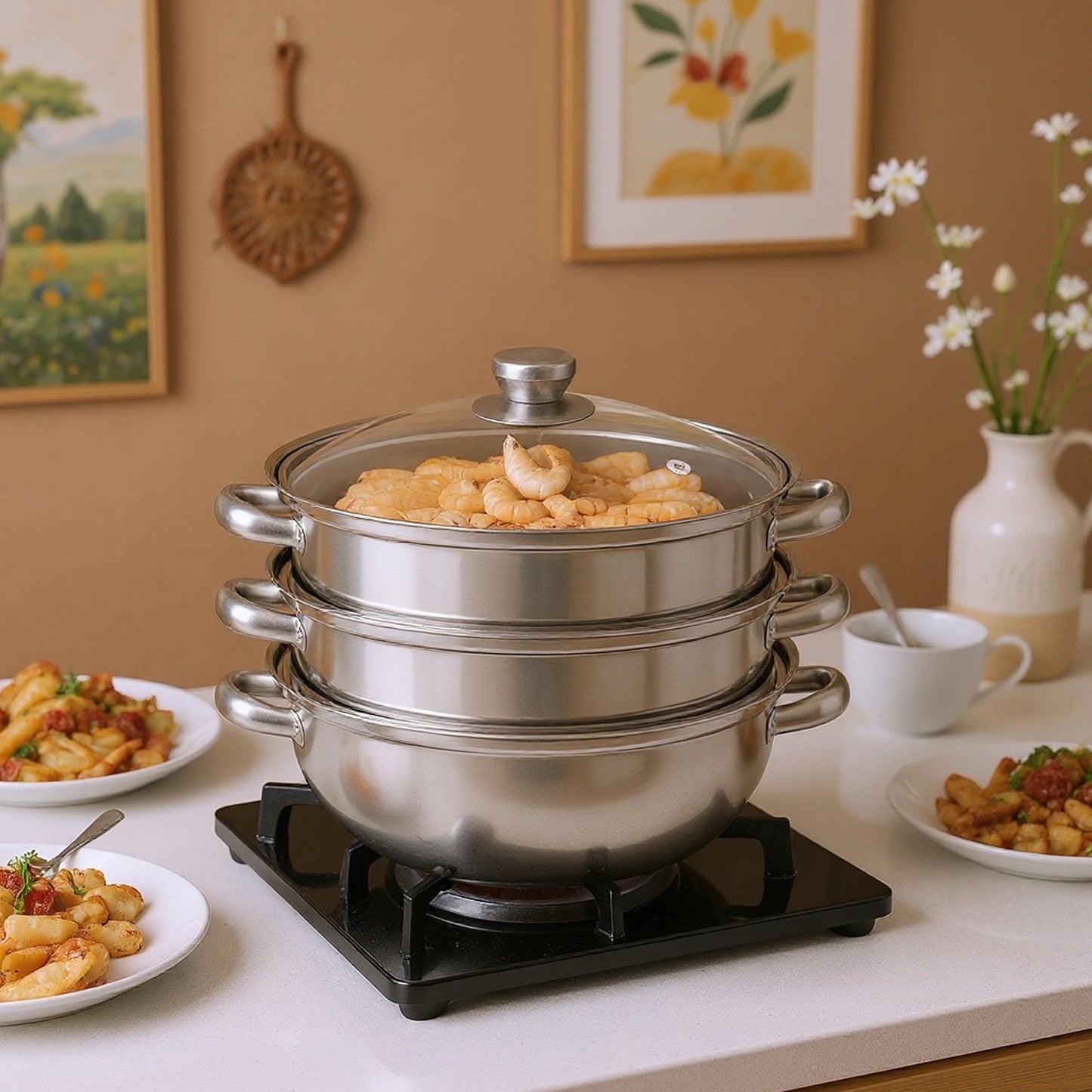 Three Tier Stainless Steel Multi-Function Steamer Pot