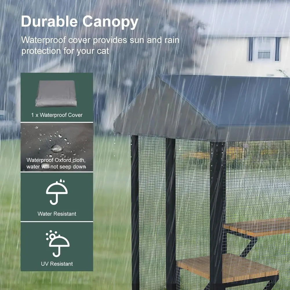 Outdoor Cat Enclosure Catio With Waterproof Weather Resistant Design