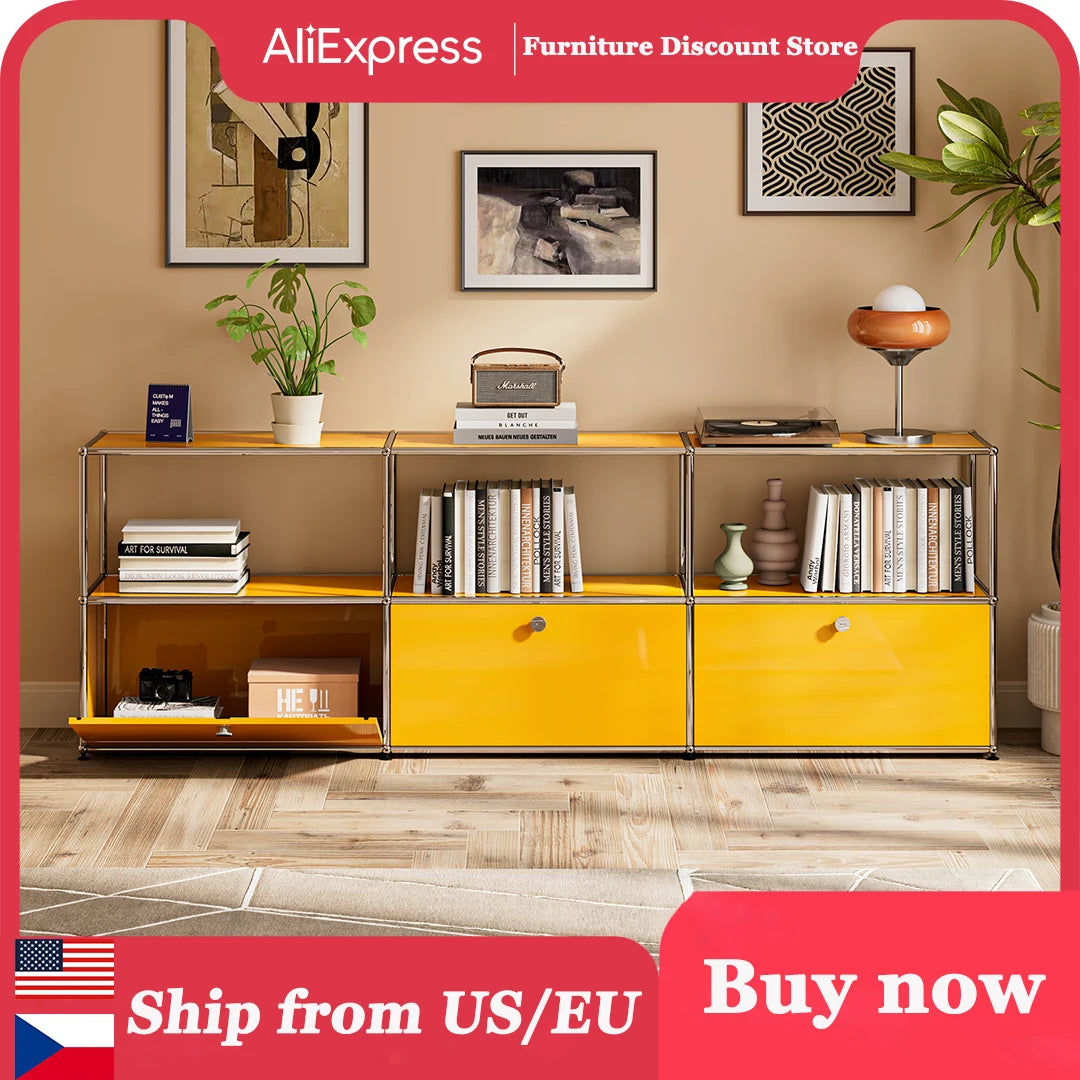 Modern Storage Cabinet TV Stand Stainless Steel Living Room Furniture