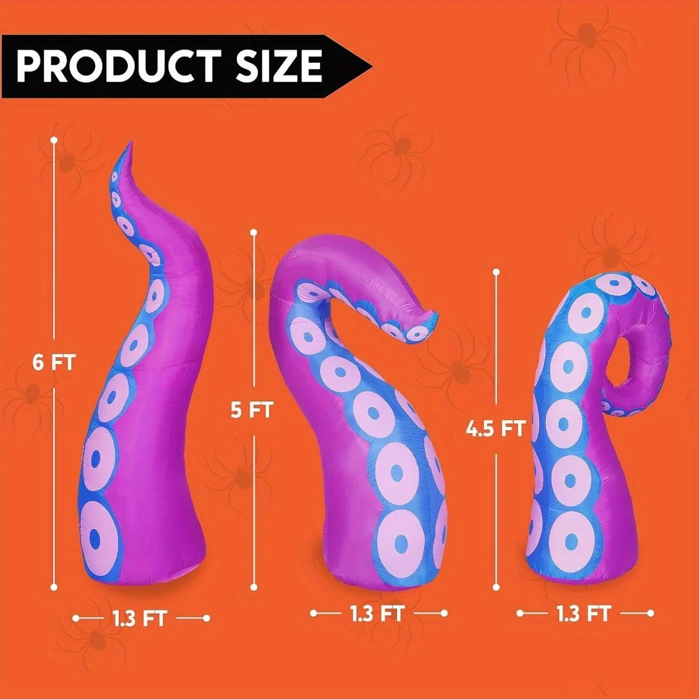Halloween Inflatable Octopus Tentacle Decorations With Built In LED Lights