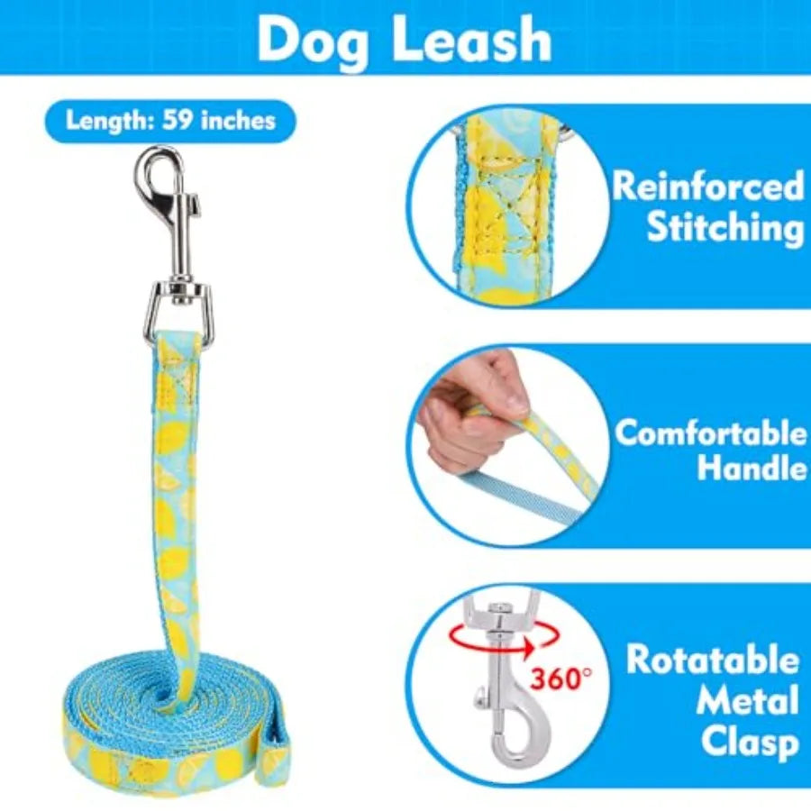 Adjustable No Choke Step In Dog Harness Collar Leash Set