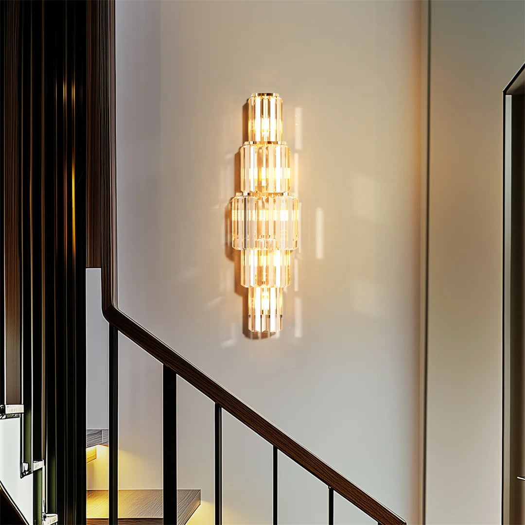 LUVODI Modern Crystal Wall Lamp 3 Layer Sconce E14