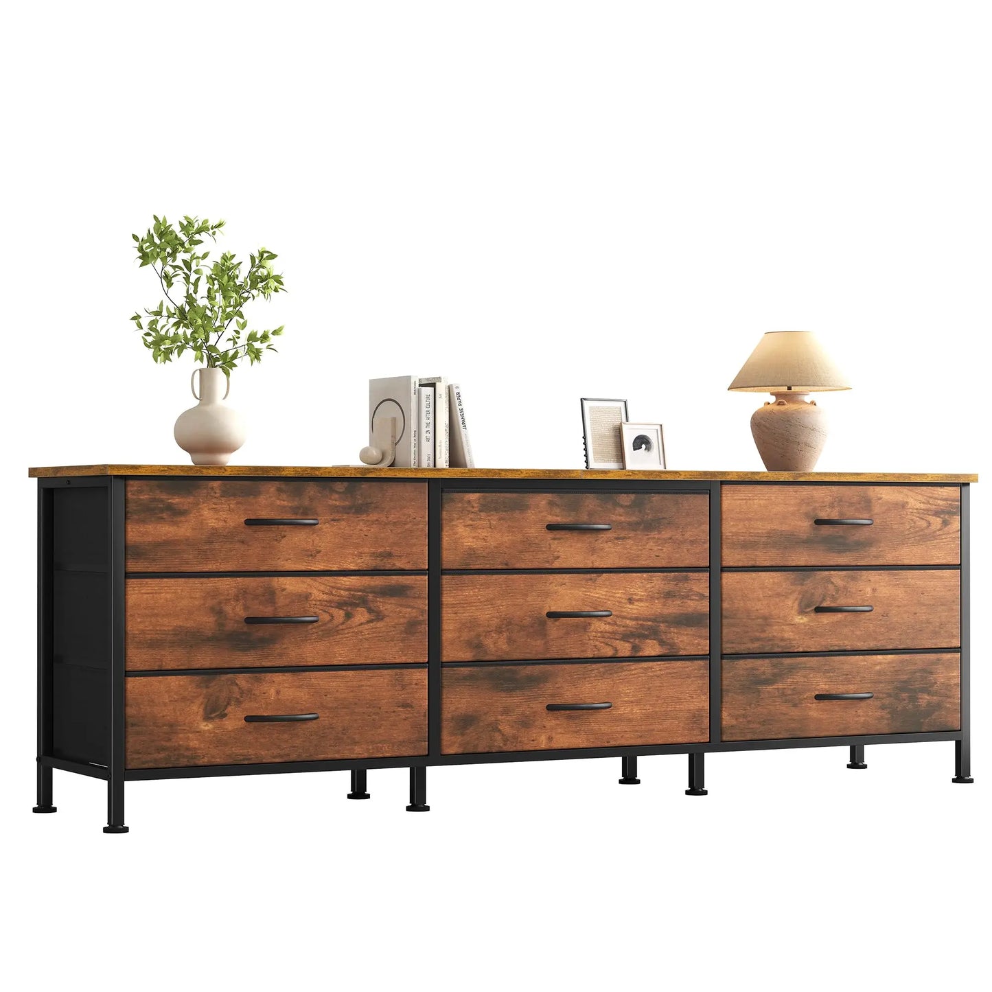 JHK Living Room Cabinet With Nine Fabric Drawers Entertainment Center