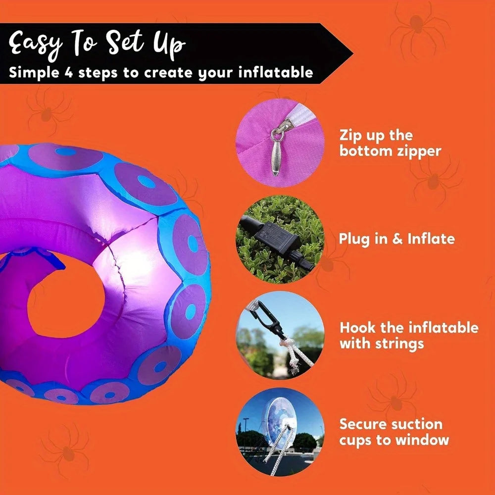 Halloween Inflatable Octopus Tentacle Decorations With Built In LED Lights