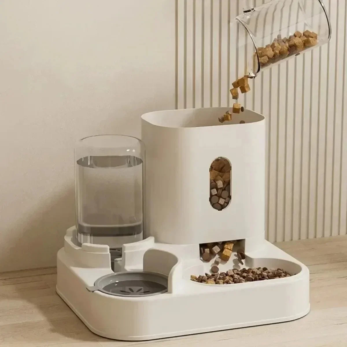 Automatic Large Capacity Pet Food Bowl With Water Fountain