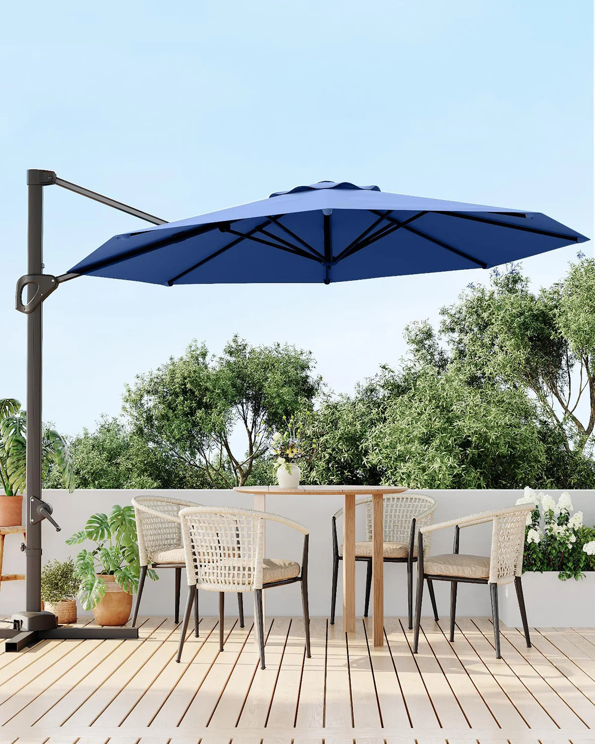 10FT Cantilever Patio Umbrella 360° Rotation & Tilt Adjustment Offset Umbrella UPF50+ UV Protection Windproof Fade-Resistant
