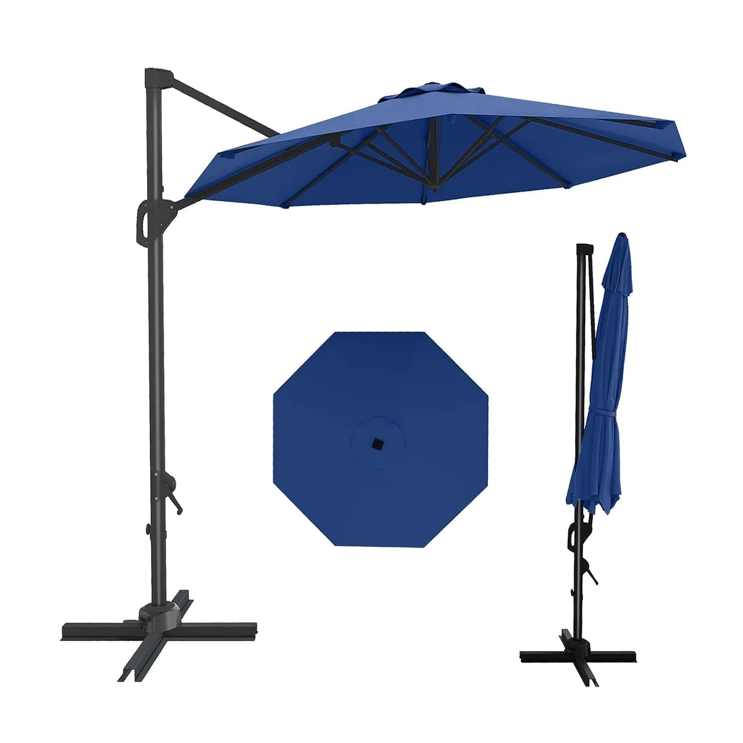 10FT Cantilever Patio Umbrella 360° Rotation & Tilt Adjustment Offset Umbrella UPF50+ UV Protection Windproof Fade-Resistant
