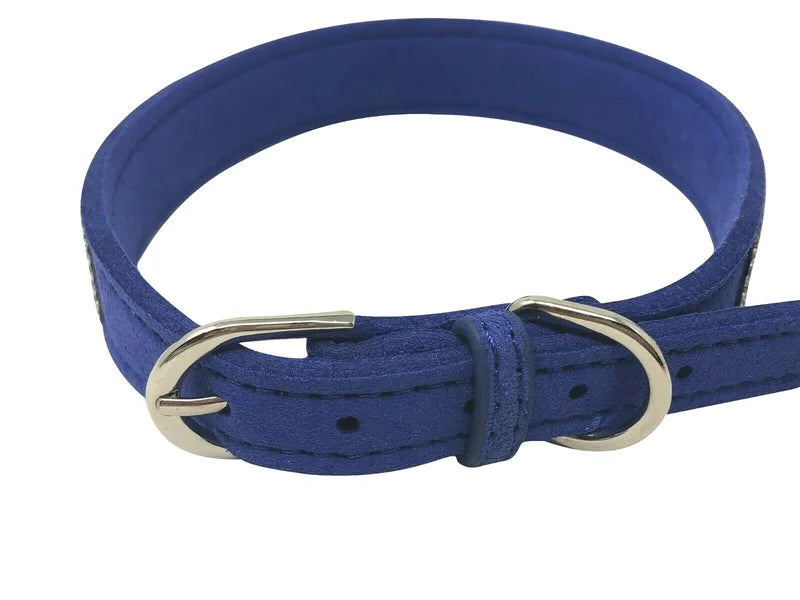 Adjustable Rhinestone Dog Collar With Soft Microfiber Comfort