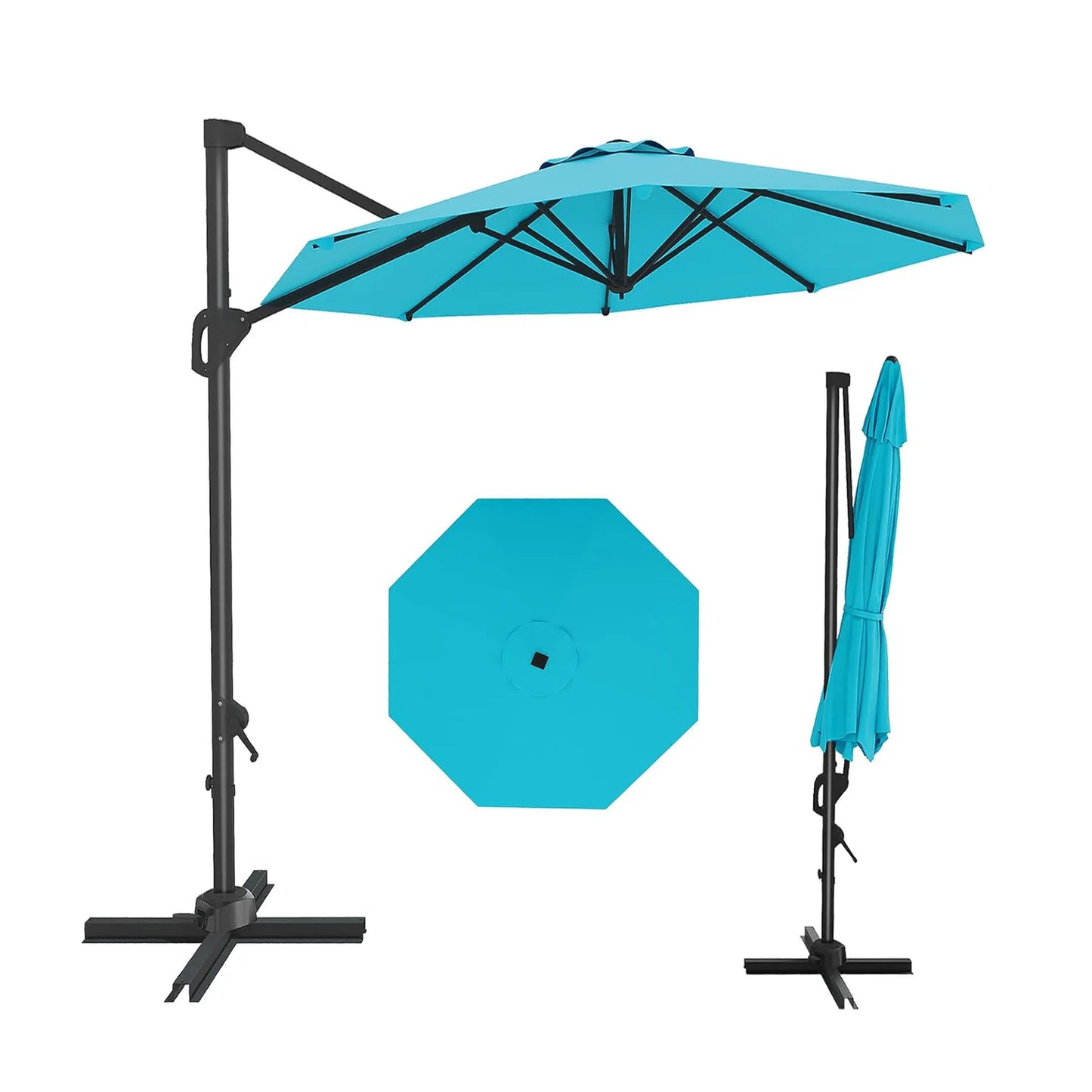 10FT Cantilever Patio Umbrella 360° Rotation & Tilt Adjustment Offset Umbrella UPF50+ UV Protection Windproof Fade-Resistant