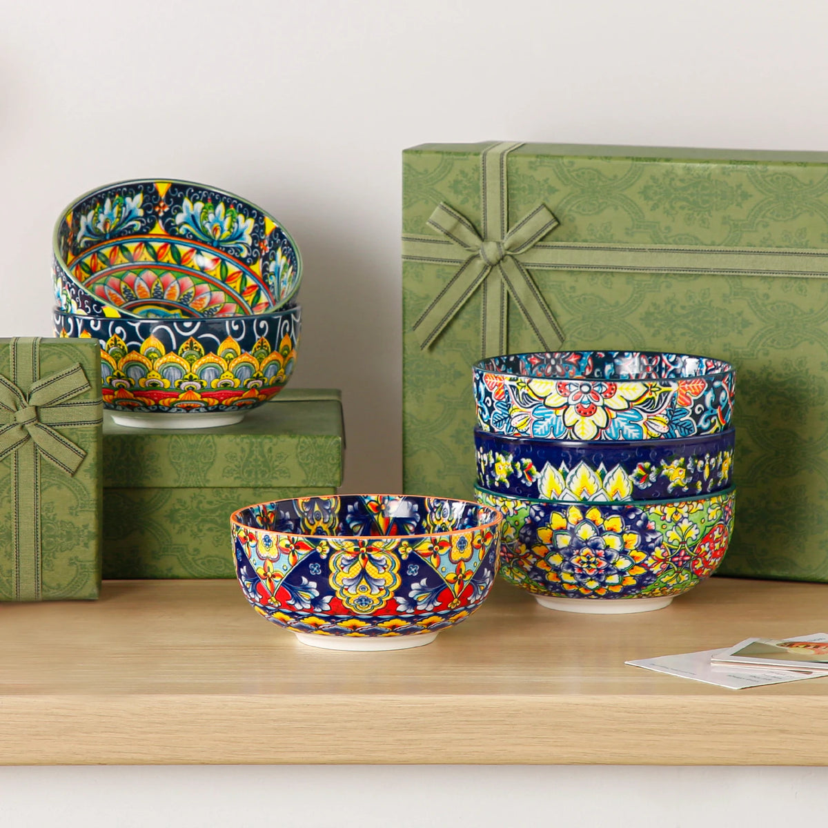 Malacasa Ceramic Bowl Set Floral Bohemian Style Dinnerware