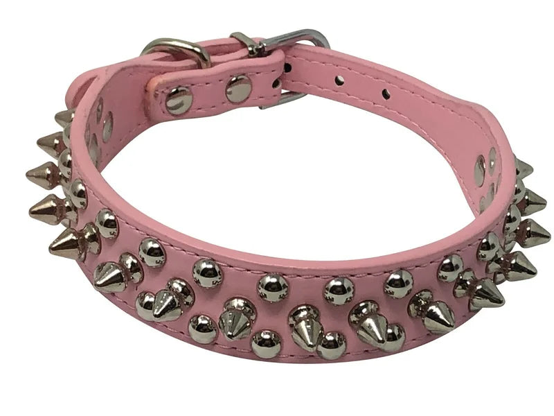 Studded Spiked Faux Leather Adjustable Heavy Duty Dog Collar