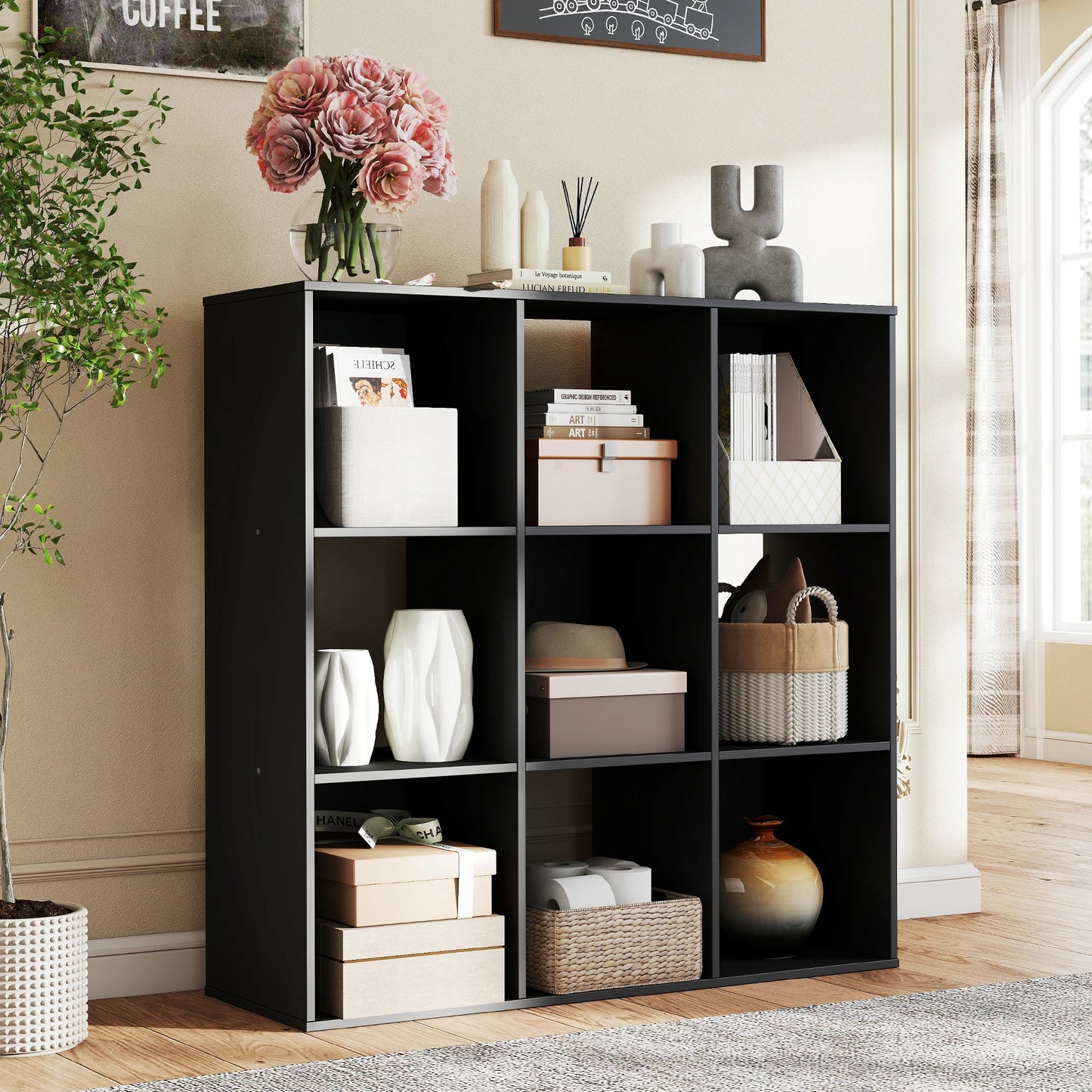 JHK 9 Cube Wood Storage Organizer Bookshelf Living Room Office