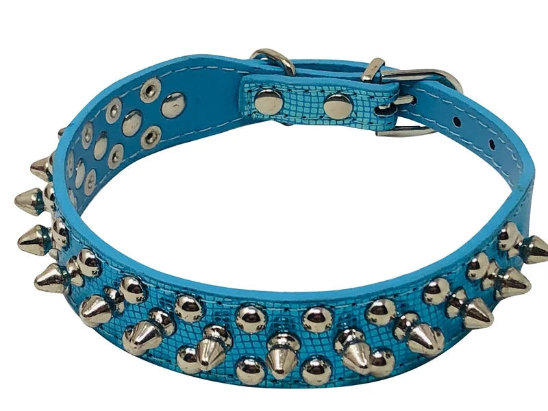 Studded Spiked Faux Leather Adjustable Heavy Duty Dog Collar