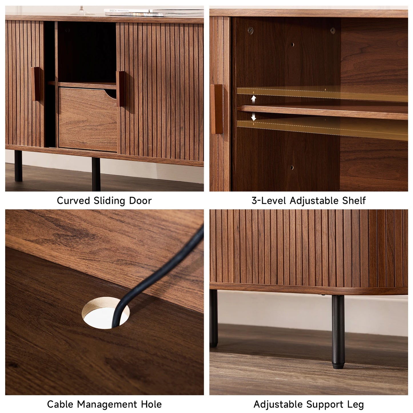 ONBRILL Modern TV Stand Entertainment Center With Storage And Adjustable Shelves