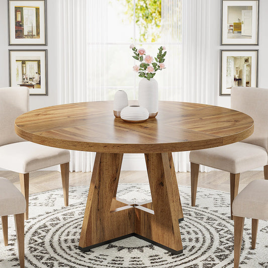 Tribesigns Round Dining Table for 4 Farmhouse Kitchen Dining Room