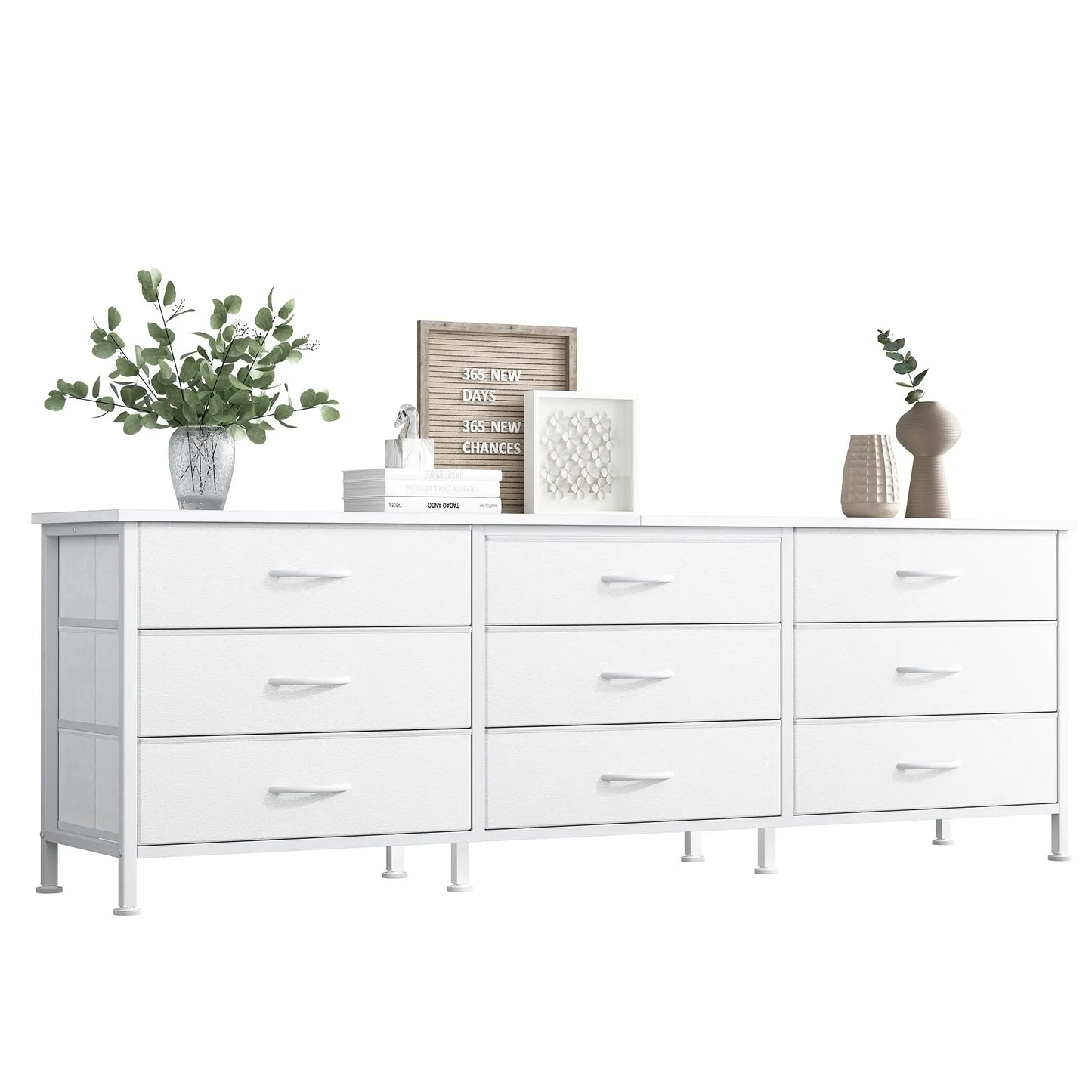 JHK Living Room Cabinet With Nine Fabric Drawers Entertainment Center
